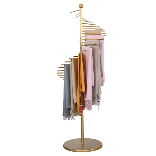 Cintre sur pied pour écharpes, étagère porte-foulards autoportante avec 30 barres, porte-écharpe en spirale, porte-pantalons, porte-ceinture/cravates,...