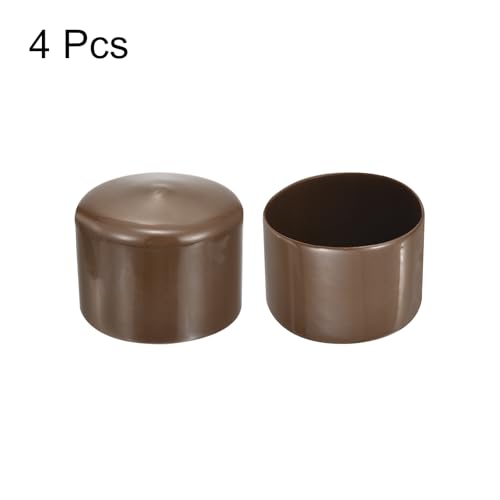 Image of uxcell 4pcs Rubber End Caps 56mm(2 3 /16 inch) ID Vinyl Round Tube Bolt Cap Cover Screw Thread Protectors Brown, 40mm Height