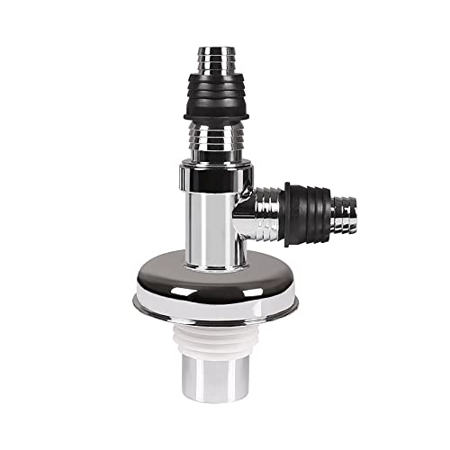 Dayish Washing Machine Floor Drain Silver with Chrome Finish Overflow Connector for Bathroom Kitchen - Anti Clogging & Anti Pests - Solid Construction for Durability - Sewer Double-Pipe Tee Joint