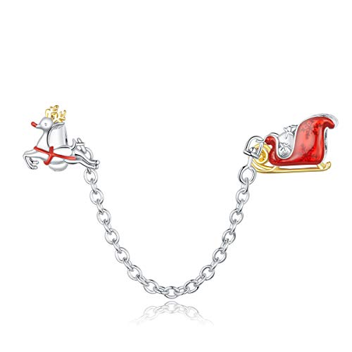 Abalorio de Navidad de plata de ley 925 con copos de nieve para mujer