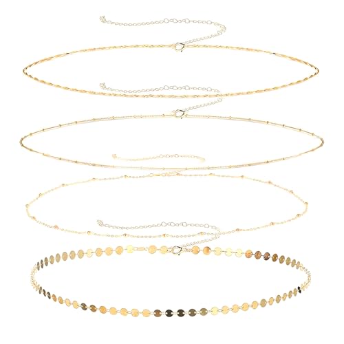 4PCS Adjustable Gold Chain Belt for Belly and Waist Gold Belly Chain Chic Womens Waist Chain Jewelry Perfect for Party Beach Club and Casual Wear