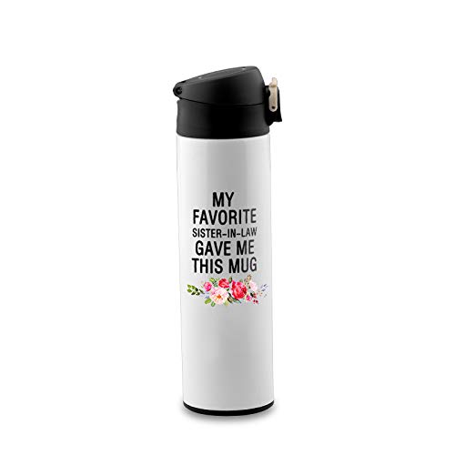 Review PXTIDY Funny Mug Sister Gag Gifts My Favorite Sister-in-Law Gave Me This Mug Coffee Cup Sister Gifts from Sister (Vacuum Flask)