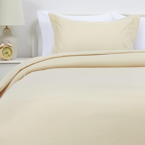 Image of Amazon Basics Lightweight Microfiber 2-Piece Duvet Cover Set, Twin /Twin XL, Beige