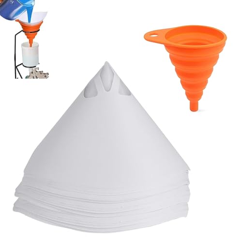 160 Stück Lacksiebe, Papier Lackfilter mit Faltbarer Silikontrichter Lacksieb Farbsieb 100 Mesh Filter Filterkegel Filterpapier für Autolack Lacken Farben
