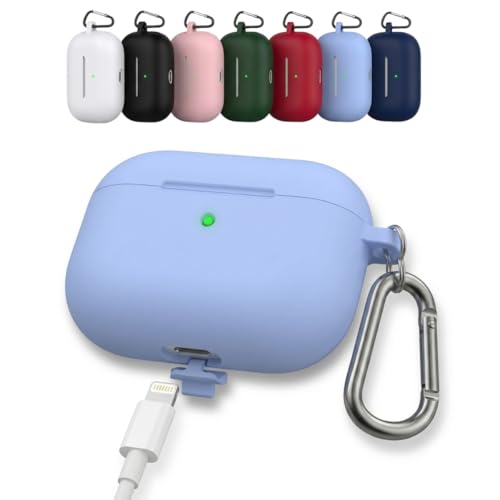 Case Compatível com AirPods Pro 3 (2025) – Carregamento Sem Fio Sem Remover a Capa, Proteção Dupla Contra Quedas e Mosquetão Incluso (Azul claro)