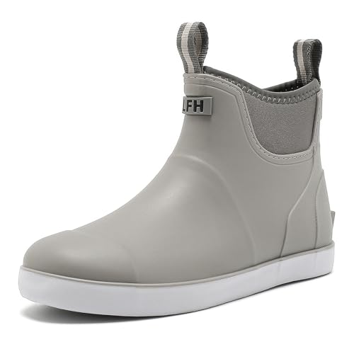 Men's Deck Boots, Fishing Boots Waterproof Rain Boots, Anti-Slip High Traction Ankle Rubber Boots for Professional Premium Neoprene Rubber, Garden Boots Shoe Footwear Booties for Men Outdoor Work(Size 10.5)