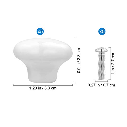 Vorcool 5Pcs Ceramic Door Knobs Drawer Knobs Pull Handles Durable Round Ceramic Kitchen Cupboard Cabinet (White) #TOP5