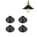STGLIGHTING 4-Pack 8.7" Industrial Vintage Metal Bulb Guard Iron Cone Hanging Ceiling Pendant Light