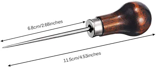 Pack of 6 Gourd Shape Wooden Handle Scratch Awl Tool Pin Punching for Leather Pouch Hole DIY Handmade(Gourd Awl) - Thumbnail 3