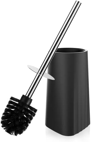 Premium Toilet Brush and Holder,Toilet Bowl Brush with 304 Stainless Steel Long Handle, Hidden Toilet Brush with Durable Scrubbing Bristles for Bathroom Deep Cleaning