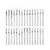 30 Stück Nagelbohrer mit Schmirgelbeschichtung für Nagellackentfernung und Nagelhautpflege, rotierende Fräser, kompatibel mit 2 35 mm elektrischen Nagelmaschinen (natürlich)