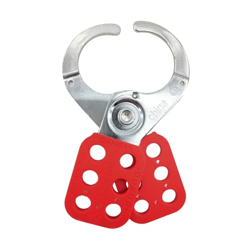 Image of Lock Out Tag Out Hasp,Red 1.5 inch Jaw Diameter Stainless Steel Lockout Hasp Tamper-Proof Padlock Hasp with Extended Jaw,Nylon Handle,Impact-Resistant(10 Pack)