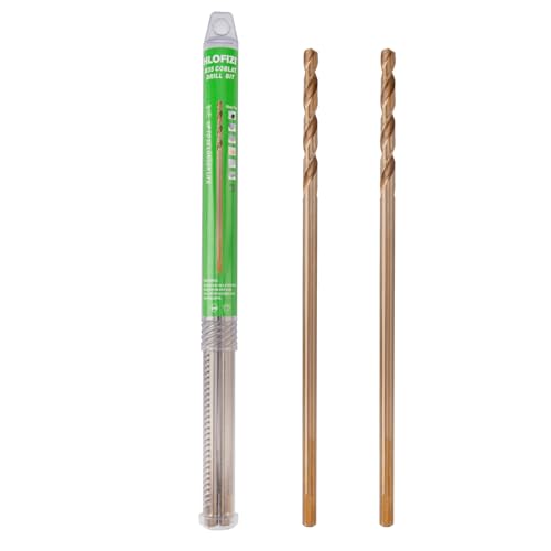 HLOFIZI 1/4 x 12 Inch Cobalt Long Drill Bits (2 Pack), Drilling for Hard Wood, Aluminum, and Soft Metal Sheet by HLOFIZI - Used condition - US$10.09