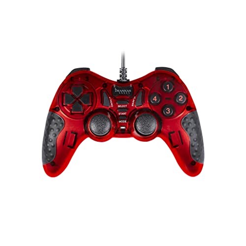 Konix Drakkar Manette filaire Blood Axe Exo pour bureau PC gaming - Fonction vibration - Câble 1,8 m - Rouge