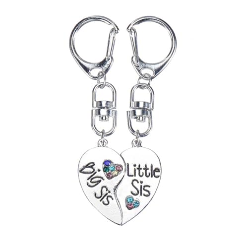 Image of SUPVOX 1 Pair Silver Zinc Alloy Matching Heart Key Chains for Sister