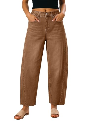 Dokotoo Wide Leg Jeans for Women Casual High Waisted Pants Brown Size 18