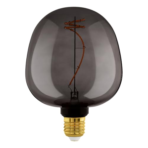 Eglo XXL Bombilla LED E27 regulable, diseño en espiral, retro, tamaño grande, color negro, 4 W, 40 lúmenes, blanco cálido, 2000 K, 18 cm de largo