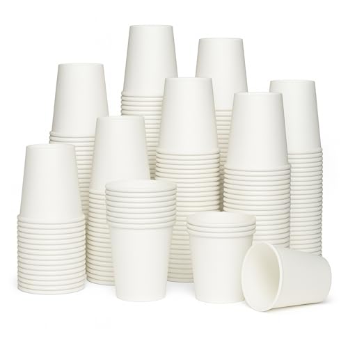 CaterCo 7oz - 1000 Pack White Paper Cups – Single Wall White Paper Cups - Disposable Coffee Cups for Hot & Cold Drinks – Eco-Friendly Biodegradable Cups for Tea, Water Vending, 200ml - (7oz x 1000)