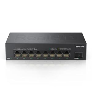 Real HD 8 Port 2.5G Ethernet Switch Unmanaged Network Switch with 8 x 2.5 Gigabit | 1 x 10G SFP+ | Work with 10-100-1000Mbps Devices | 60G Bandwidth | Plug & Play | Fanless Quiet Metal Internet Switch