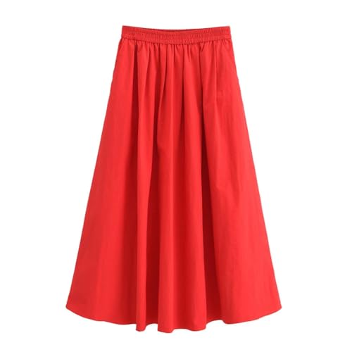 Women's Solid Simple High Waist Pockets Pleated Skirt A Line Beach Vacation Long Skirts2