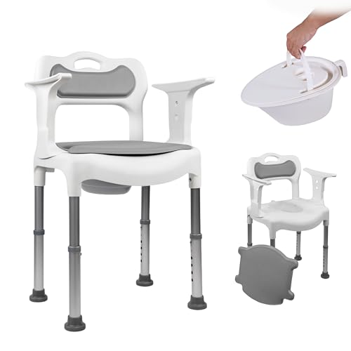 Mobiclinic®, Silla WC, Altura Regulable en 6 Niveles, Orinal Extraíble 3.5L, Cojines en Asiento y Respaldo, Multifunción, Conteras Antideslizantes, Guido