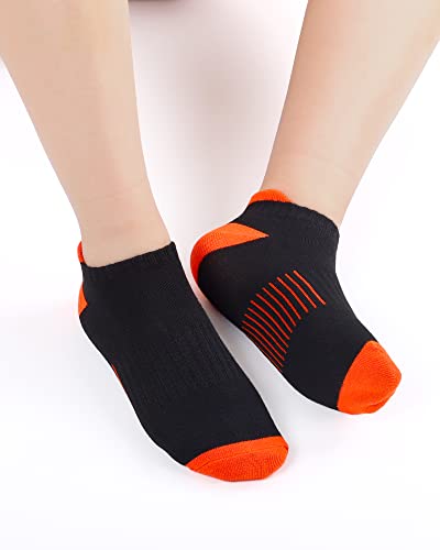 Booph 12 Pairs Boys Ankle Socks Half Cushioned Kids Low Cut Athletic Socks 5-7Y Black #TOP3
