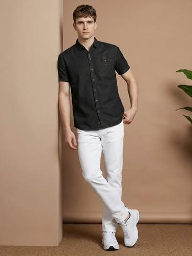 Image of Kuons Avenue Men's Denim Casual Shirt | Regular Fit | Half Sleeves | Spread Collar | Stylish Denim Shirt for Men