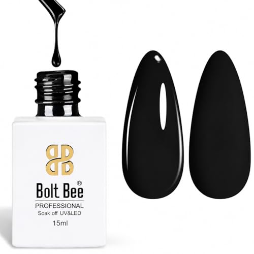 Image of Bolt Bee Black Color Gel Nail Polish Soak Off UV Gel DIY at Home Manicure Salon Nail Art