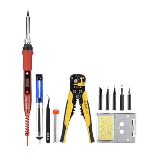 はんだごて セット はんだごてキット ワイヤーストリッパー付き 80W LCD はんだ溶接ツール セラミックヒーター 多機能ワイヤーカッター プライヤー DIYや修理に多目的に使える(908S KIT3)