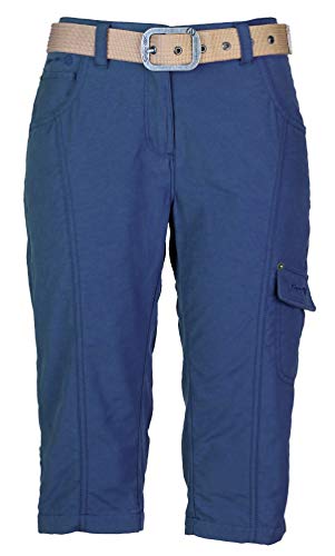 G.I.G.A. DX Damen Caprihose Nelika, 3/4 Hose mit Gürtel, Cargohose Frauen für den Sommer, mittelblau, 42
