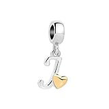 LSxAB Abalorio colgante con letra inicial A-Z con corazón dorado compatible con pulseras Pandora para mujer, Cobre, No es una piedra preciosa