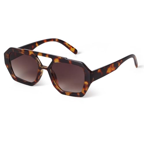 Image of ADE WU Rectangle Sunglasses for Women Men Retro 90s Sunglasses Trendy Black Tortoise Shell Glasses Y2K
