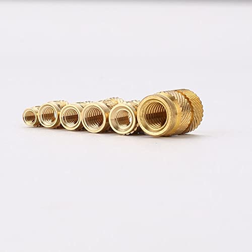 Brass Hot Melt Inset Nuts Heating Molding Copper Thread Inserts Nut SL-Type Double Twill Knurled Injection Brass Nut M2M3 100Pcs(M3 X D5.0 X L4.5)