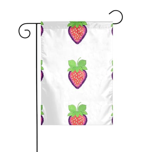 WHJSHOP Banderas de jardín con cuentas de burbujas coloridas de fresa de 12 x 18 pulgadas para decoración de patio con 3 cm de ancho de posición de poste (solo bandera, no incluye mástil)