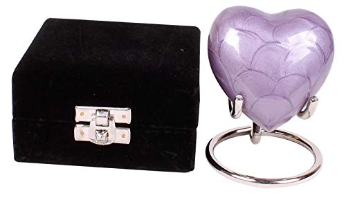 UrnsWithLove Petite urne funéraire en Forme de cœur pour Cendres avec Couvercle amélioré, Mini urne funéraire en Forme de cœur avec boîte et Support...
