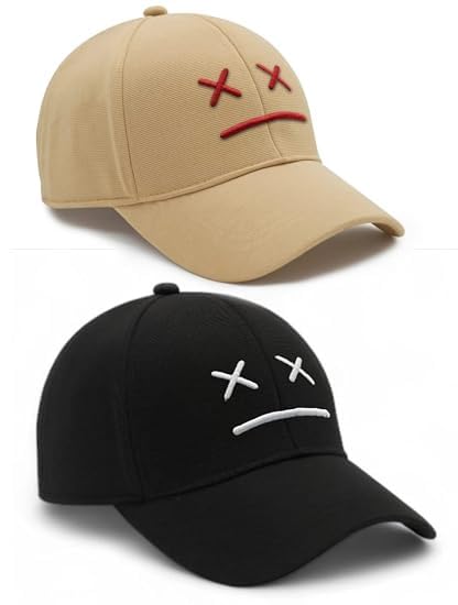 Baseball Cap Sad Face Embroidered Baseball Cap, Couple capm Pack of 2-image-40