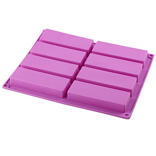 Mujiang 8 Cavity Large Rectangle Granola Bar Silicone Molds Nutrition Cereal Bar Molds Set of 2
