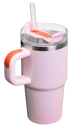 STANLEY Quencher H2.0 Tumbler with Handle and Straw 20 oz | Flowstate 3-Position Lid | Cup Holder Compatible for Travel | Insulated Stainless Steel Cup | BPA-Free | Rose Petal Shimmer