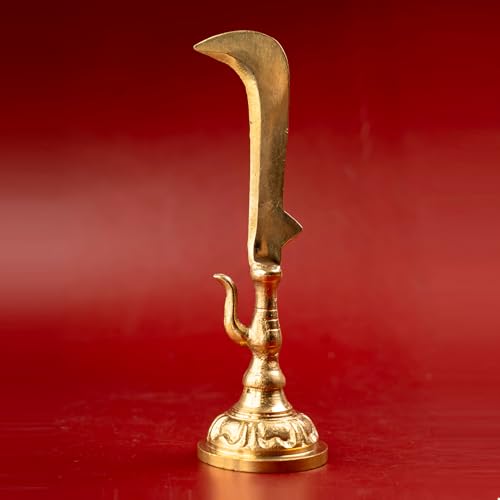 Image of anciently Karuppasamy Aruval Brass Idol for Pooja Room & Home Decor, Brass, Gold Colour, 1 No