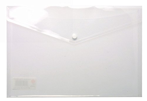 A4 Clear Stud Wallet Folder Plastic Document Holder File Popper Wallets (Pack of 5)