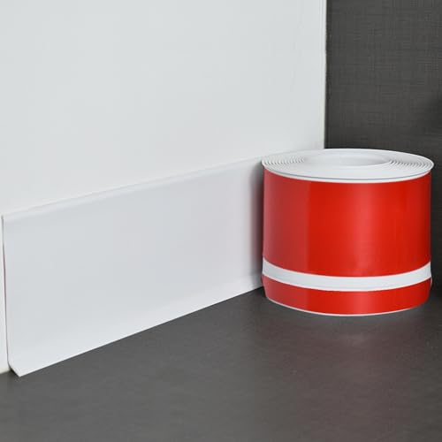 Rodapié autoadhesivo, zócalo suave, rodapié de PVC, tira de acabado autoadhesiva, tira plegable flexible, para bricolaje, zócalo impermeable para cocina y baño (blanco, 6 m)