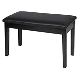 ALAPUR 29.9in Piano Bench with Padded Cushion and Storage Compartment, Solid Wooden Keyboard Bench, Duet Piano Stool, Black