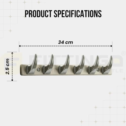 Image of 6 Hook Stylish Clothes Hanger for Wall /Clothes Hanging Hooks for Door /Wall Mounted Hanger for Clothes (CP with Satin) Pack of 1-| 3 Years Warranty |