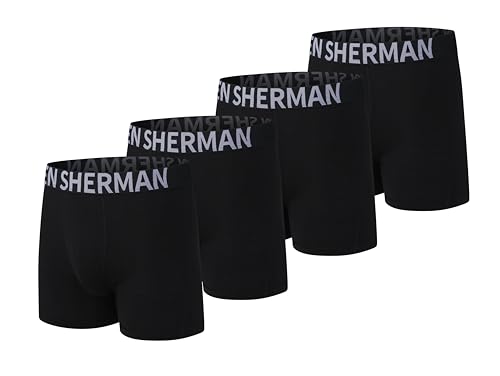 Ben Sherman Calzoncillos tipo bóxer micro modal para hombre, absorben la humedad, ultrasuaves, transpirables y cómodos, Negro/Negro/Negro/Negro, Small