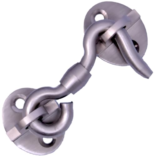 Image of RISEOM Brass Gate Hook and Eye /Window Hook for Double Doors Gates /Windows (Heavy Oval Eye) (Silver-2 inch, Pack of 14)