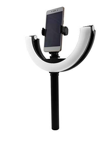 LED Foldable Light Ring Light with Tripod Stand And Phone Holder Circle Lights Halo Lighting Handheld Charging Pole for Makeup Live Streaming Photo Photography Vlogging Video(10'')