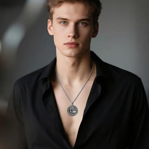 POIUY Memento Mori Urn Necklace for Men Gothic Skull Pendant Stoicism Mori Jewelry skull urn necklace for ashes cremation jewelry Amulet Protection Gifts for Men Women 22+2 Inch Chain - Image 4