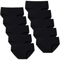 Domee Teenager Unterhosen Mädchen Unterwäsche Slip Baumwolle 10er-Pack Schwarz 164-170 (Herstellergröße XL)