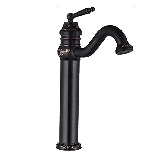 Robinet mitigeur d'eau chaude et froide en cuivre noir de 34 cm