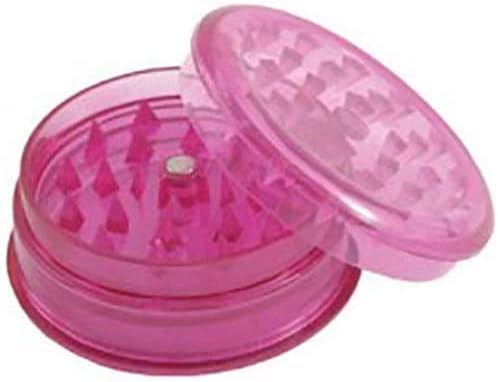 R2K® Plastic Herb Grinder 3 Part Magnetic Shark Teeth Assorted Colours, 60mm 3 Piece Herb Grinders, Portable and Pocket Size, Smell Proof Airtight Stash Compartment (Pink)